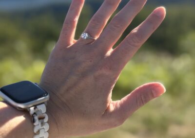 Close-up of the engagement ring