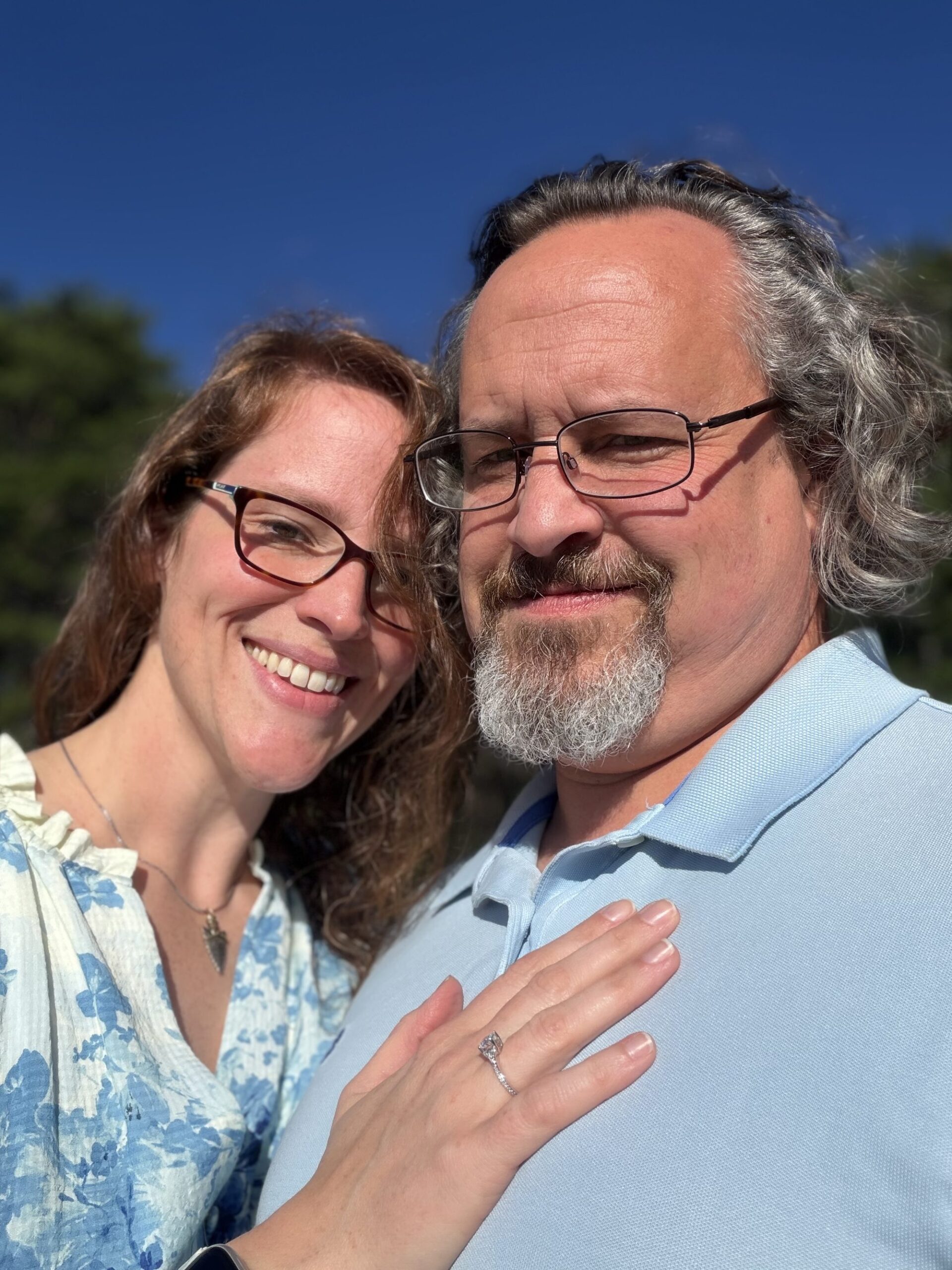 Jonathan and Mary smiling together